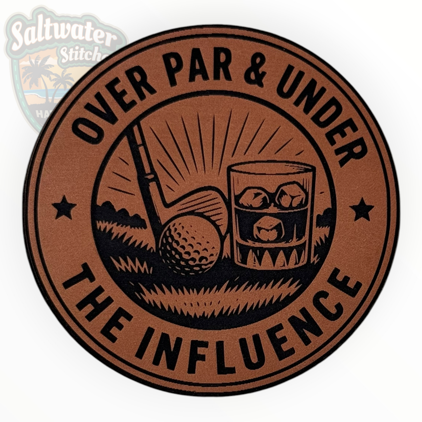 Over Par & Under the Influence Golf Leather Patch