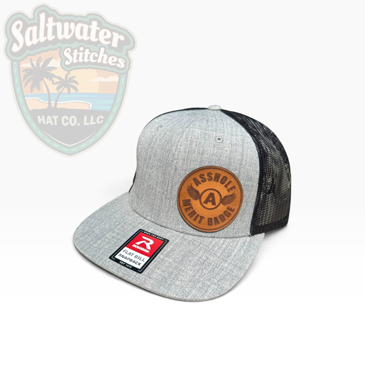 Asshole Merit Badge Richardson Flat Bill Trucker Hat