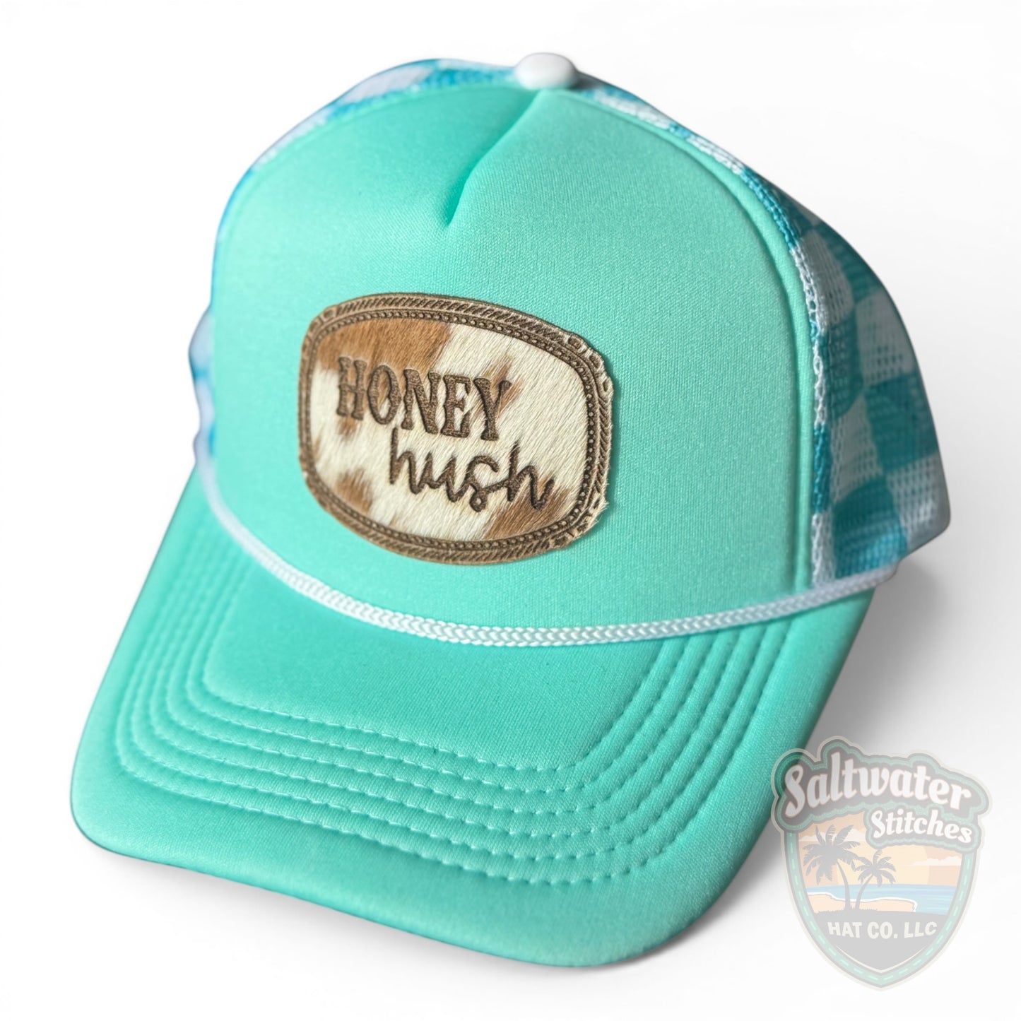 “Honey Hush” Cowhide Patch Foam Trucker Hat – Mint Western Boutique Hat