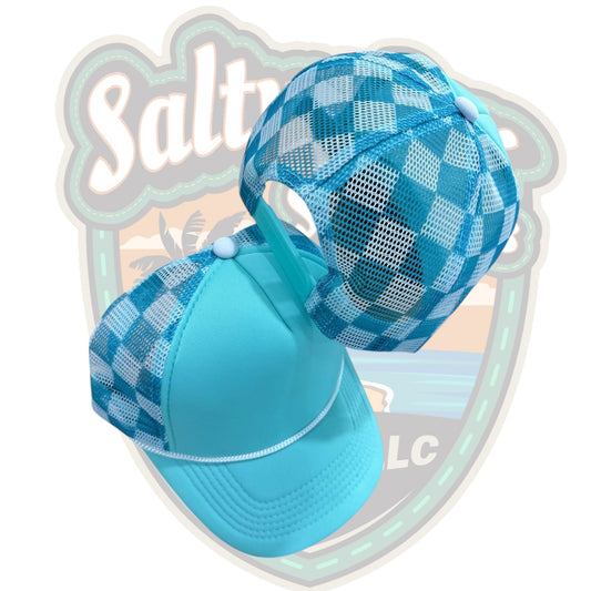 Checkered Mesh turquoise hats