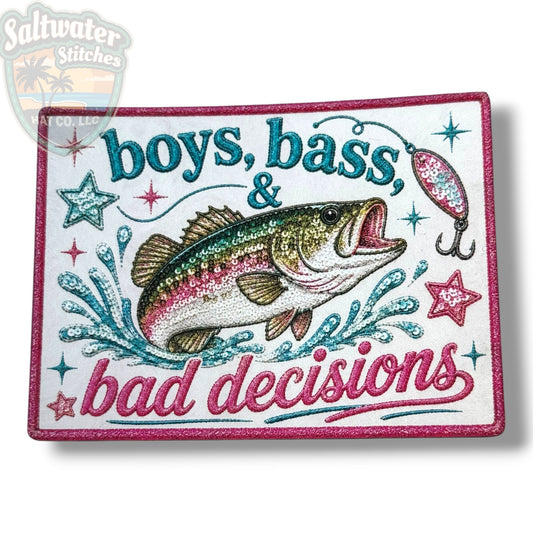 Boys, Bass & Bad Decisions UV Printed Embroidery Look Patch