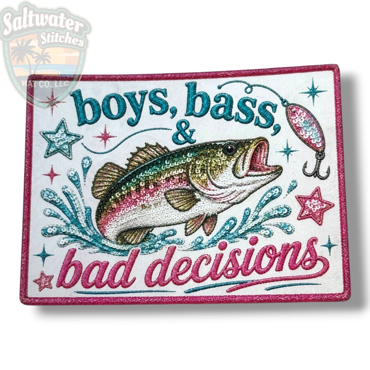 Boys, Bass & Bad Decisions UV Printed Embroidery Look Patch