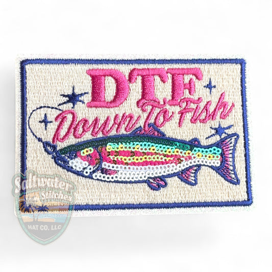 DTF Down to Fish Embroidered Hat Patch | Limited Batch