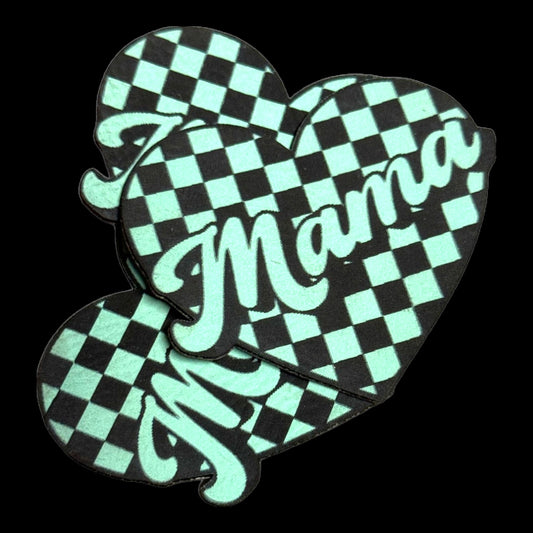 Motto- Checkered Heart Mama Teal