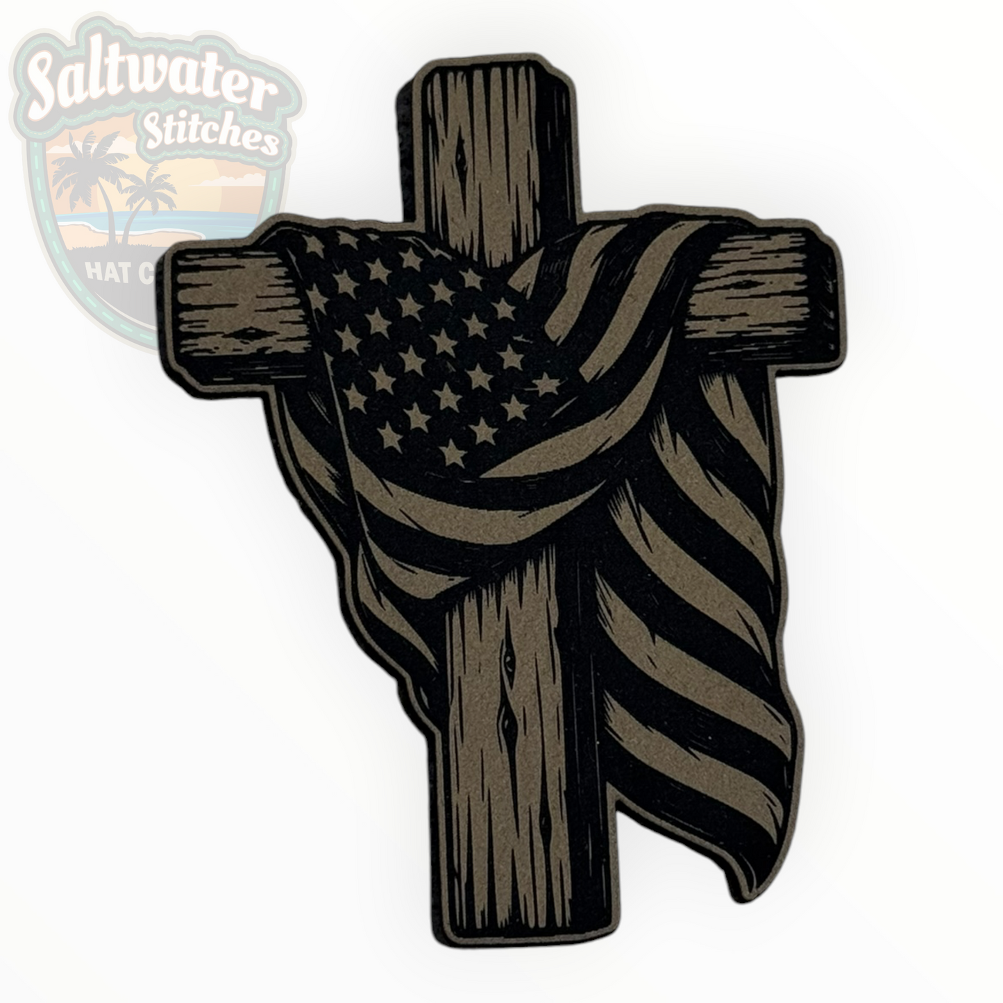 American Flag Cross Leather Patch