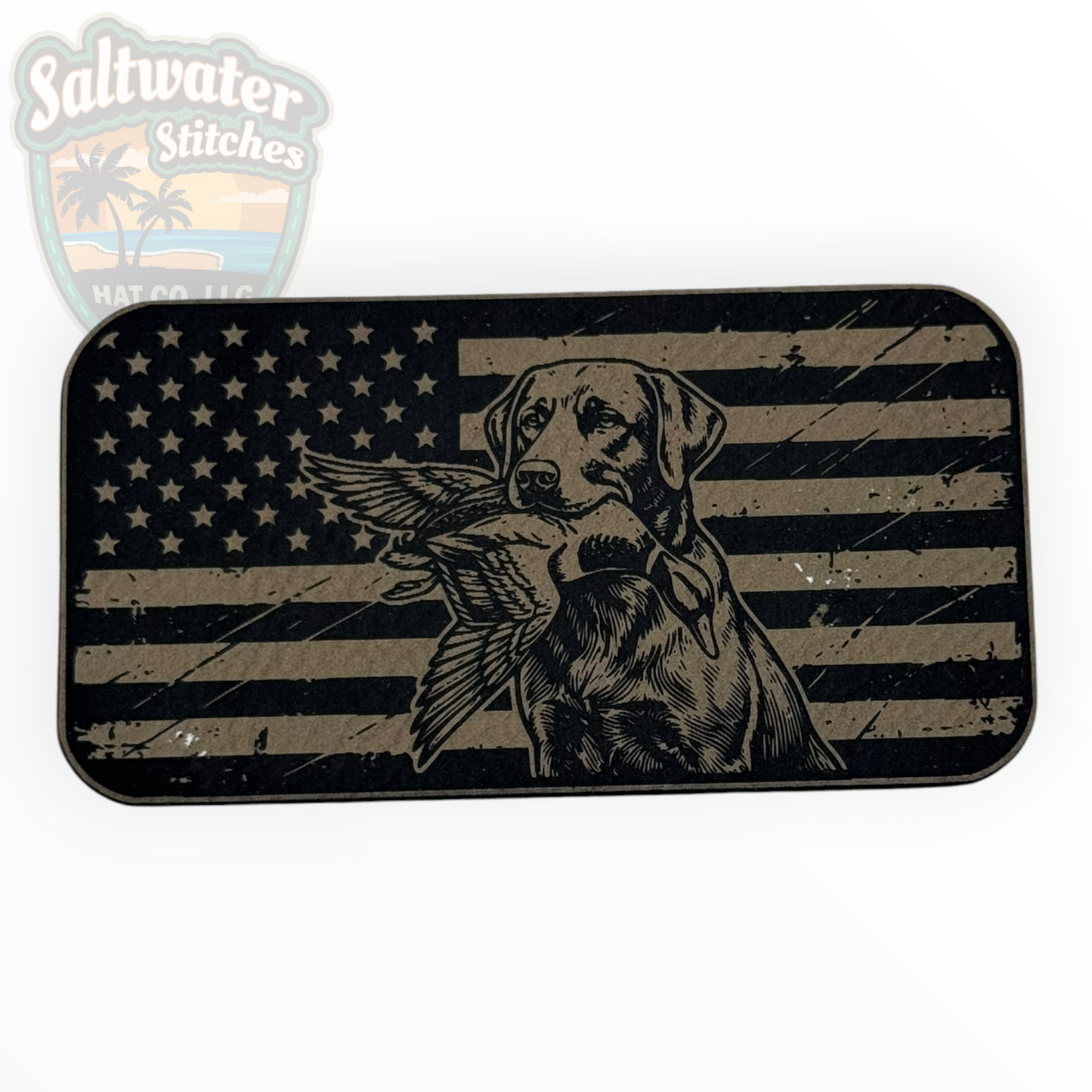 American Flag Lab Duck Hunting Leather Patch
