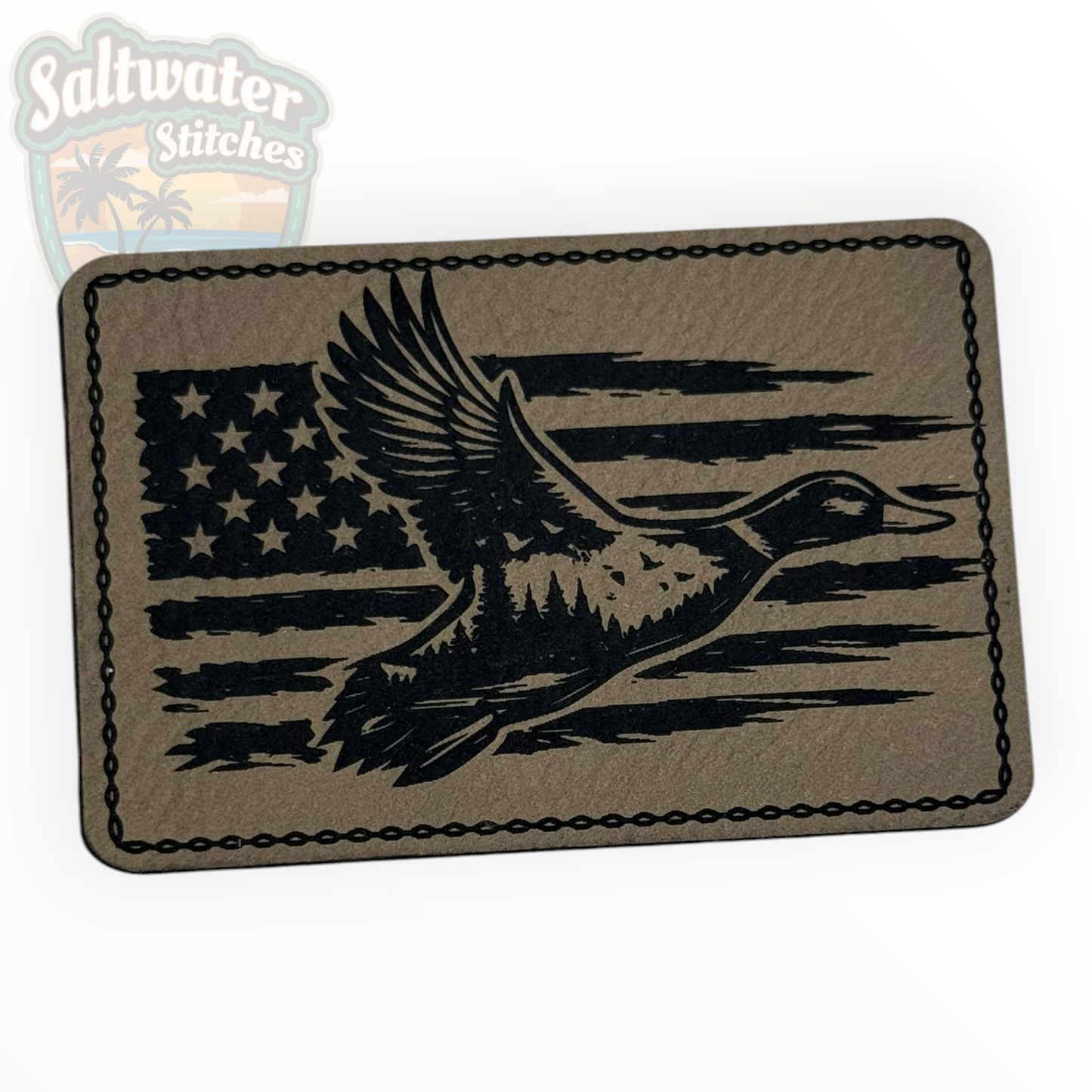 American Flag Flying Duck Leather Patch