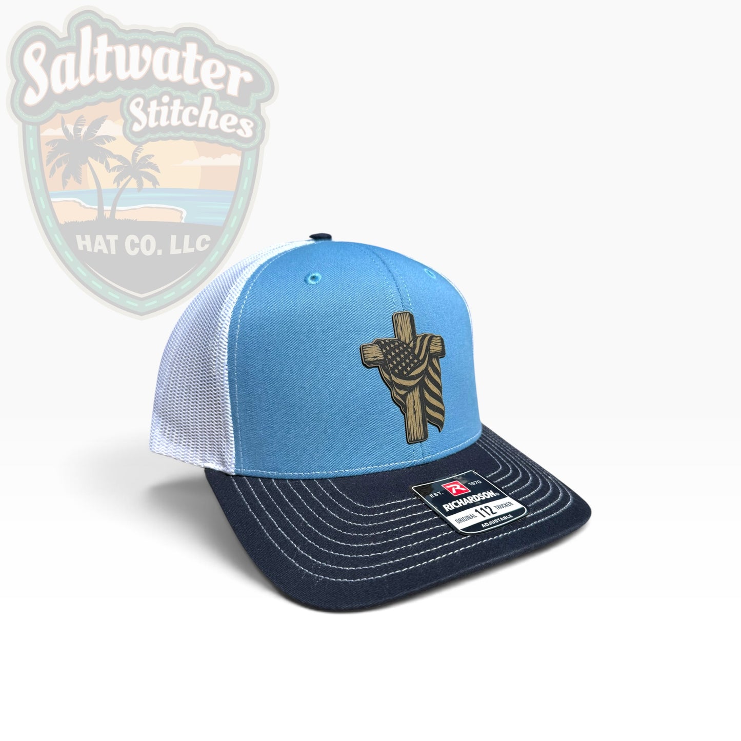 American Flag Cross Richardson 112 Trucker Hat