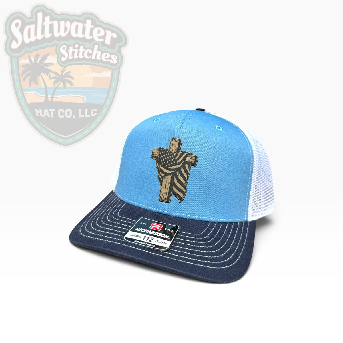 American Flag Cross Richardson 112 Trucker Hat