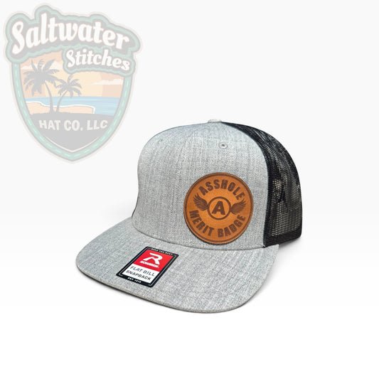 Asshole Merit Badge Richardson Flat Bill Trucker Hat
