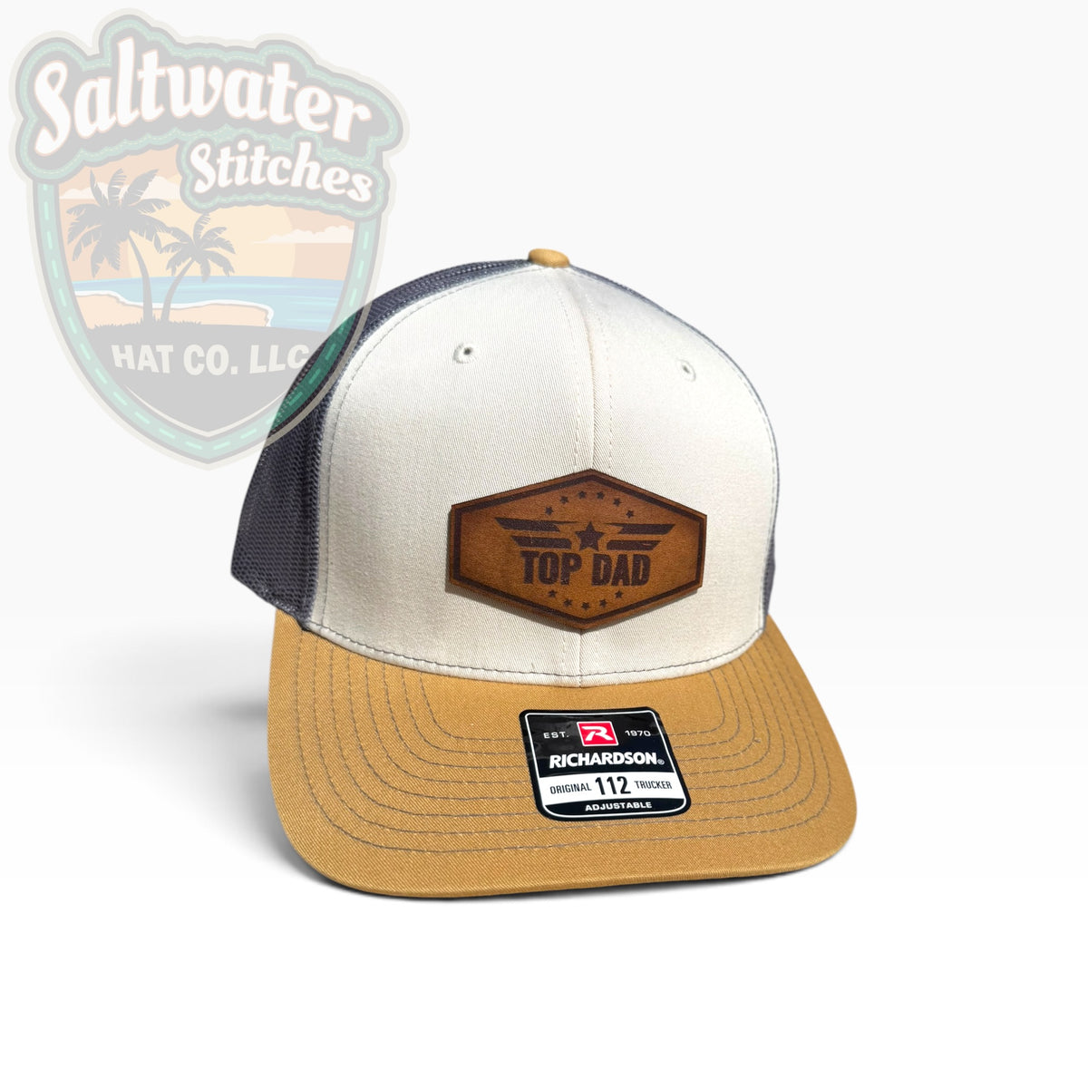 Top Dad Leather Patch Richardson 112 Trucker Hat
