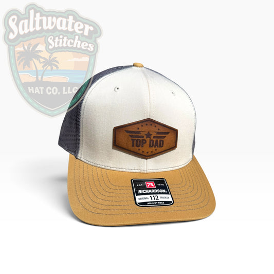 Top Dad Leather Patch Richardson 112 Trucker Hat