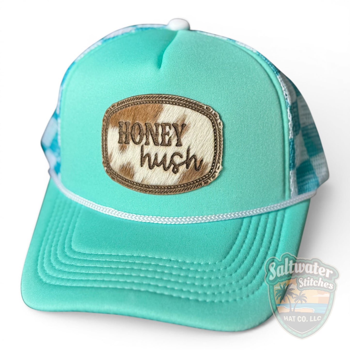 “Honey Hush” Cowhide Patch Foam Trucker Hat – Mint Western Boutique Hat