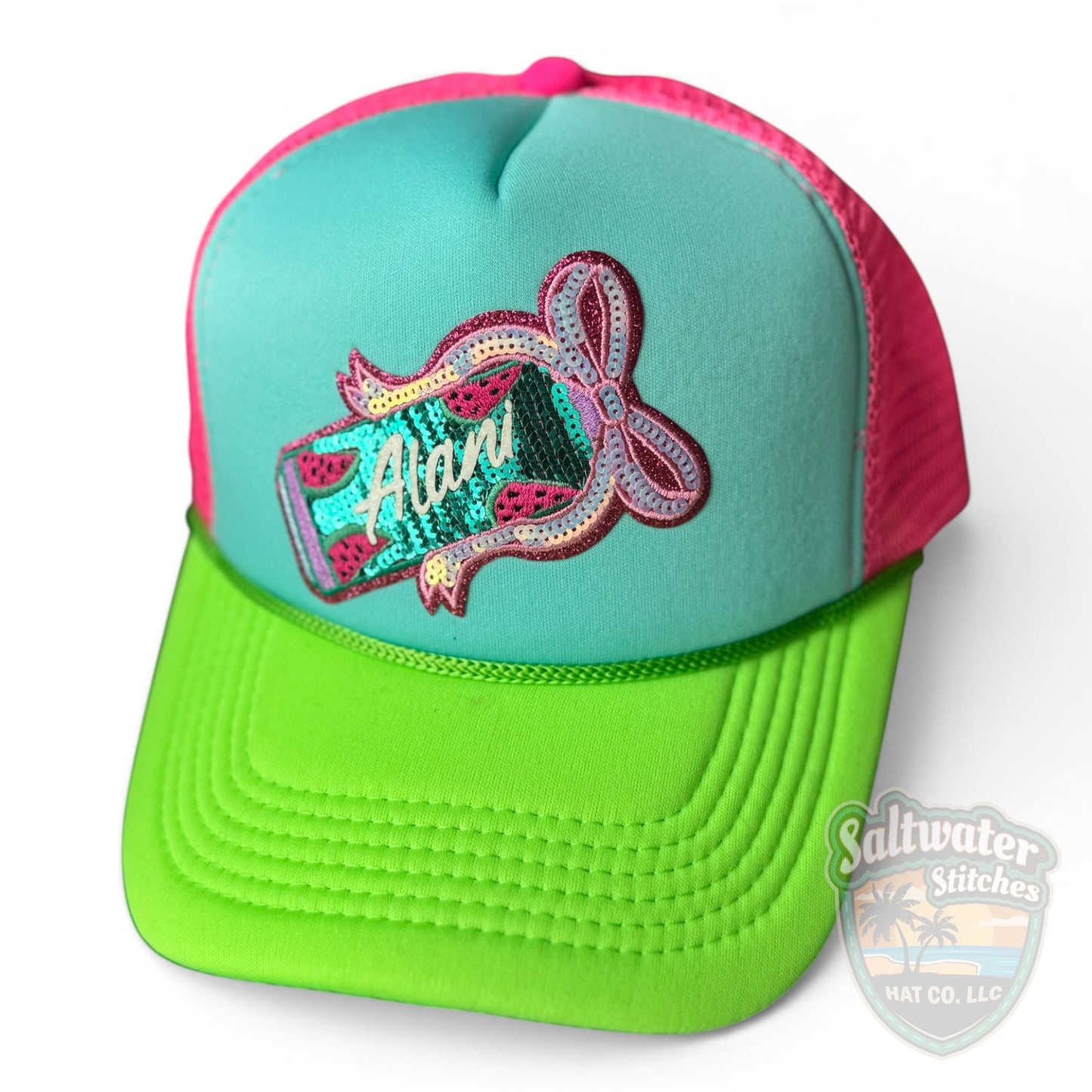 Neon Alani Energy Drink Trucker Hat – Bright Pink & Lime Foam Hat