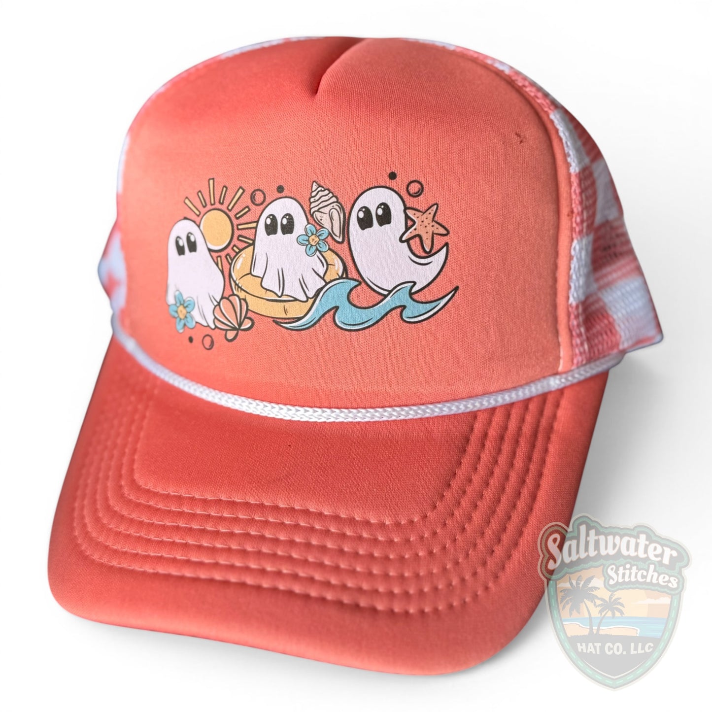 Beach Ghosts Trucker Hat – Coral Summer Spooky Foam Hat